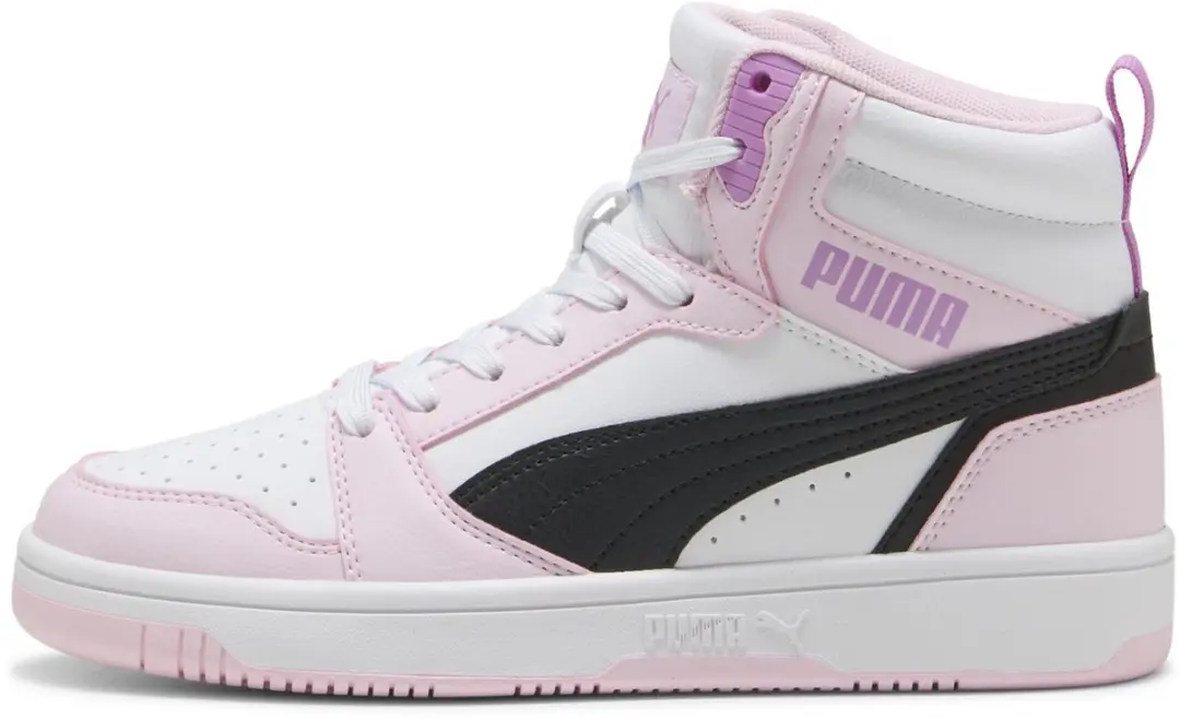 PUMA Rebound V6 Mid Jr Unisex Sneakers - 39 - Wit/Zwart/Rosa - afbeelding 5 van 6