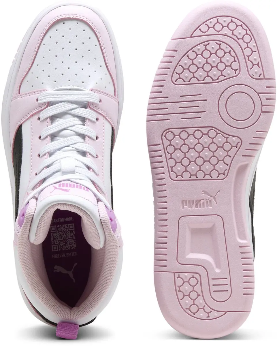 PUMA Rebound V6 Mid Jr Unisex Sneakers - 39 - Wit/Zwart/Rosa - afbeelding 6 van 6
