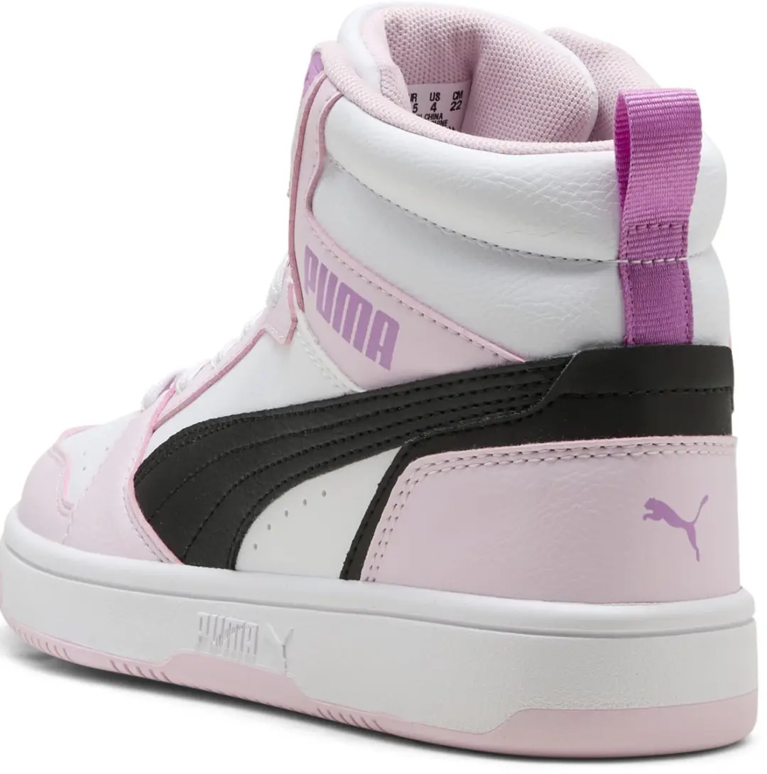 PUMA Rebound V6 Mid Jr Unisex Sneakers - 39 - Wit/Zwart/Rosa - afbeelding 4 van 6
