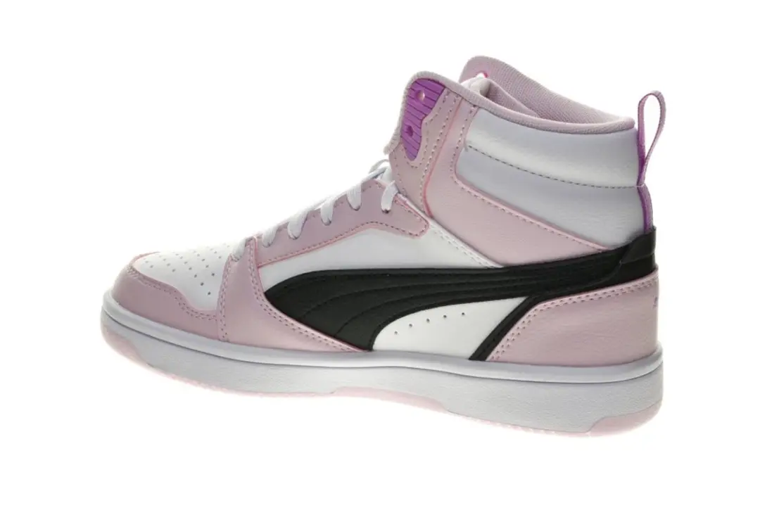 PUMA Rebound V6 Mid Jr Unisex Sneakers - 39 - Wit/Zwart/Rosa - afbeelding 3 van 6
