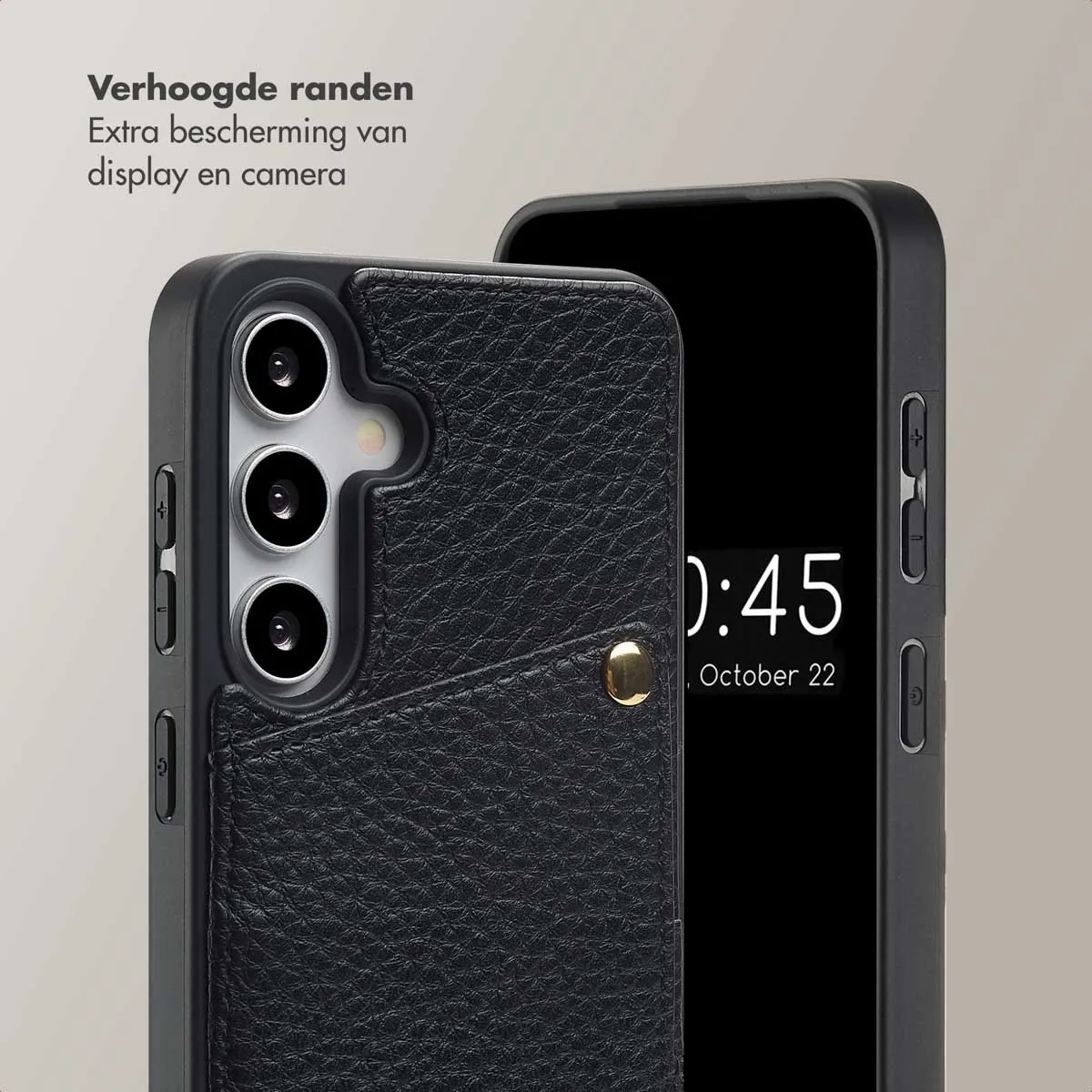 Selencia Hoesje Samsung Galaxy S24/S25 - Backcover met koord & pashouder - Zwart