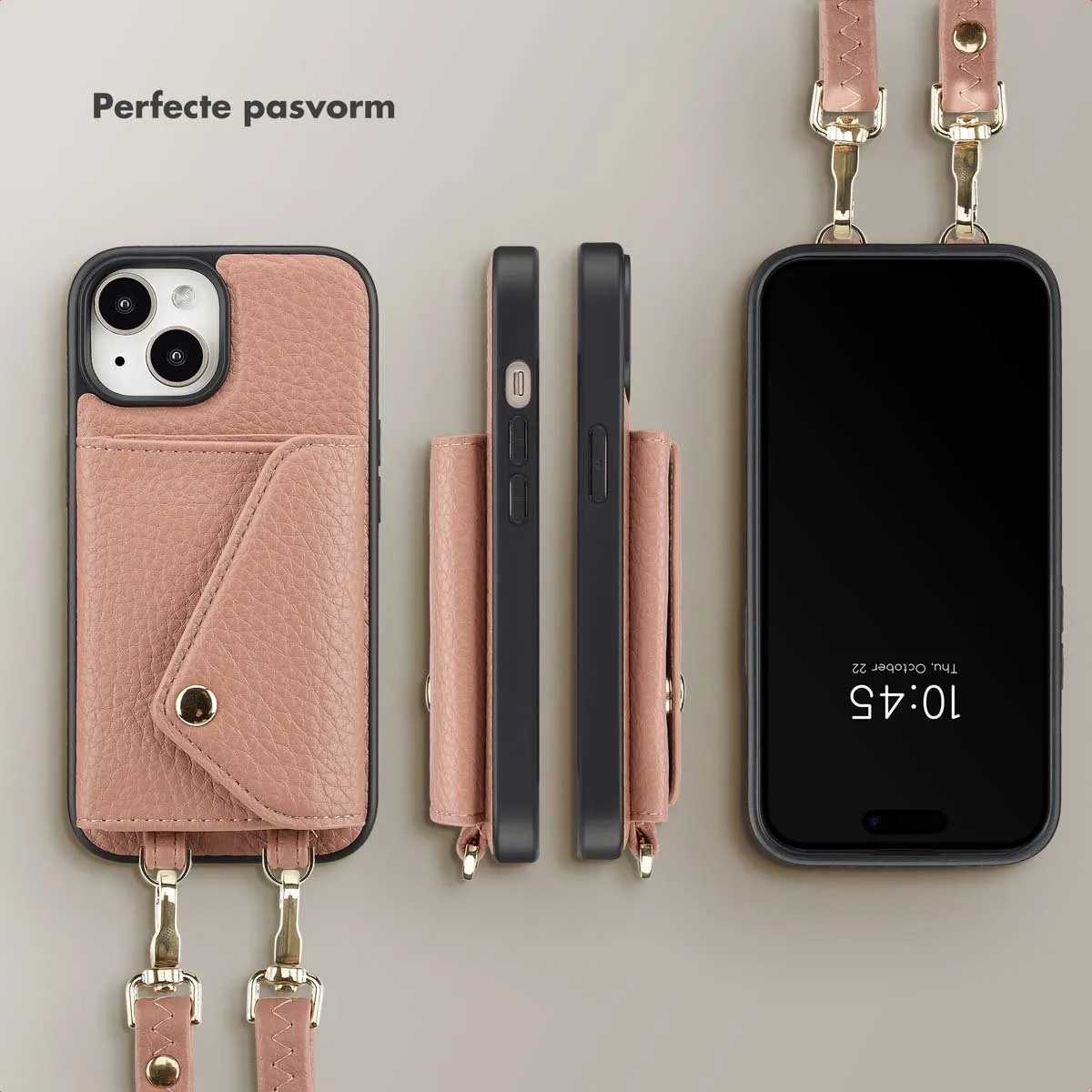 Selencia Hoesje iPhone 15 Old Pink - 3 Pasjes - afbeelding 6 van 6