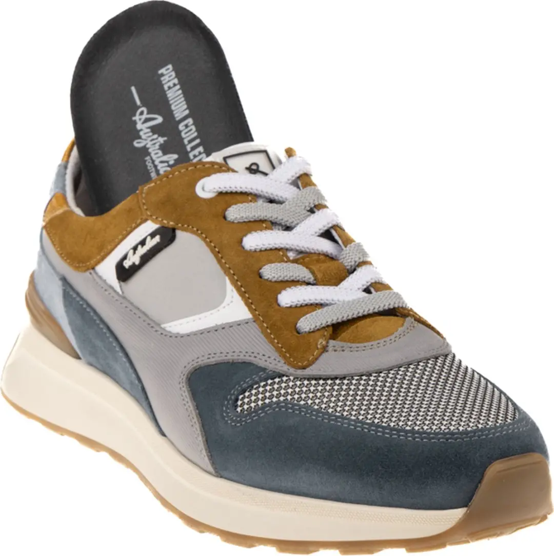 Australian Kyoto Heren Sneakers - Grijs/Blauw Leder - Maat 46 - afbeelding 4 van 6