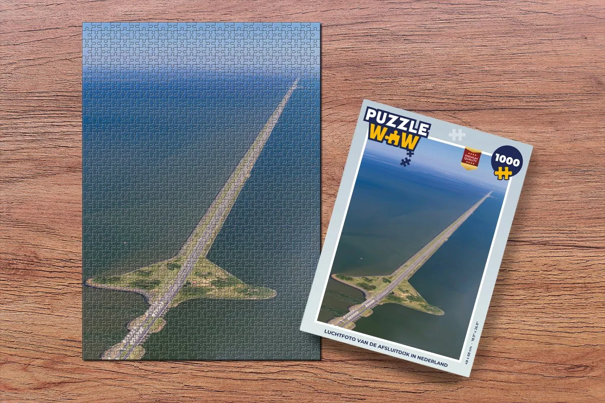 PuzzleWow Luchtfoto Afsluitdijk Legpuzzel 1000 Stuks - Multicolor