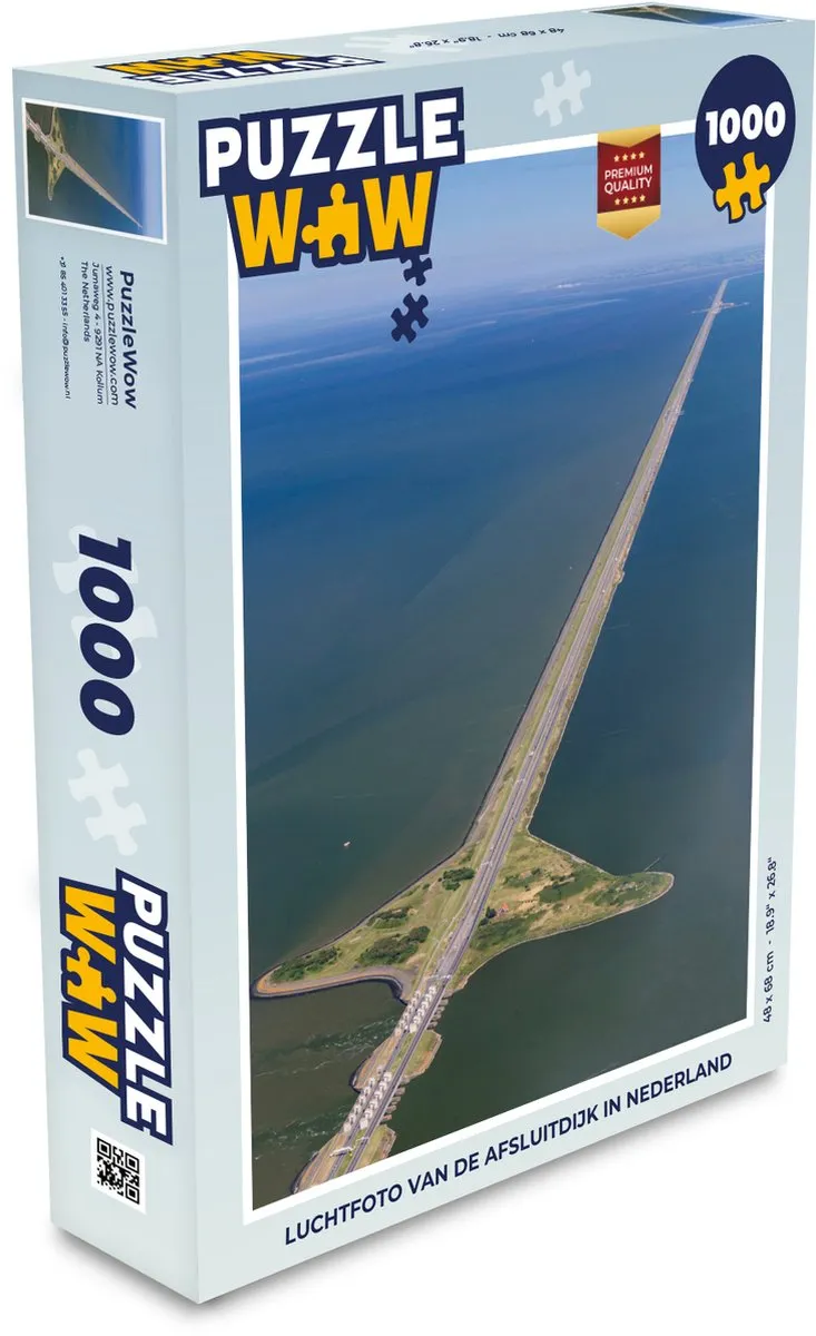PuzzleWow Luchtfoto Afsluitdijk Legpuzzel 1000 Stuks - Multicolor