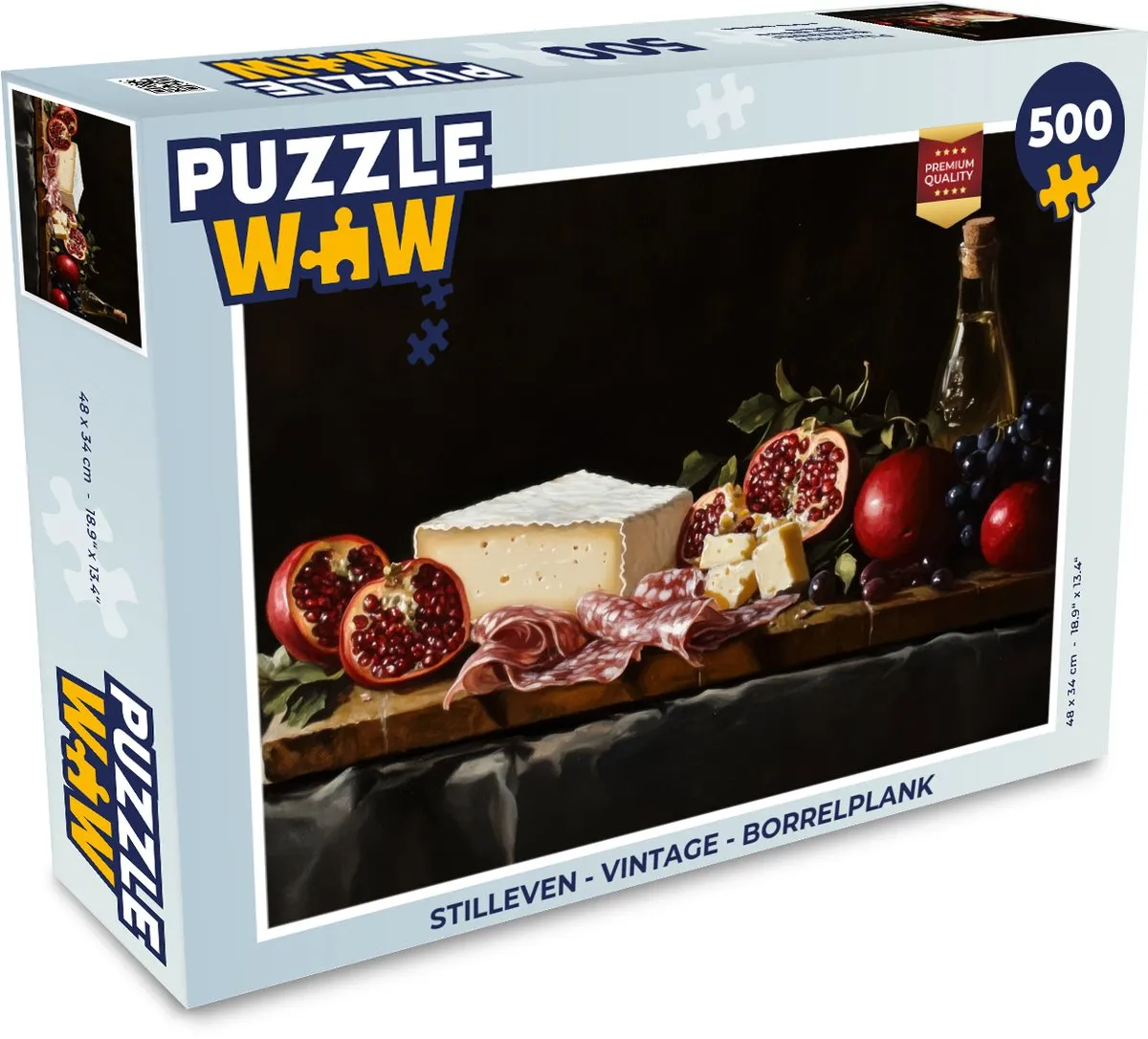 PuzzleWow Stilleven Borrelplank Legpuzzel 500 Stuks - Vintage