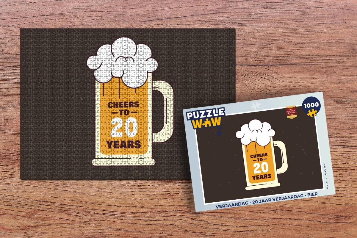 PuzzleWow Verjaardag Bier Legpuzzel 1000 Stuks - Multicolor
