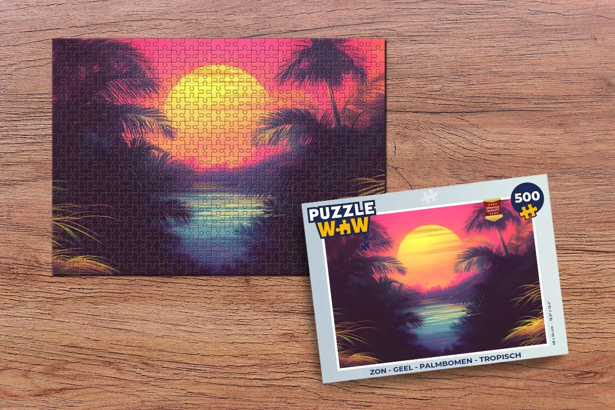 PuzzleWow Tropische Puzzel 500 Stuks - Zon & Palmbomen