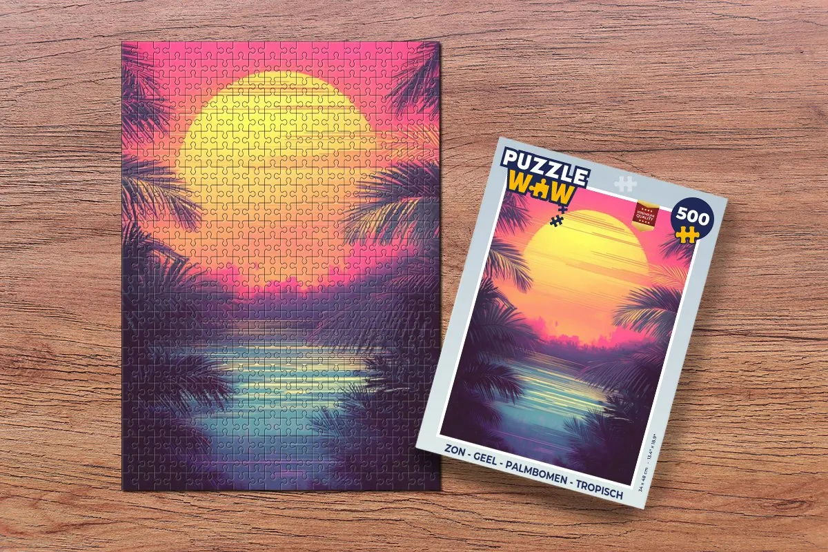 PuzzleWow Tropische Puzzel 500 Stuks - Zon & Palmbomen
