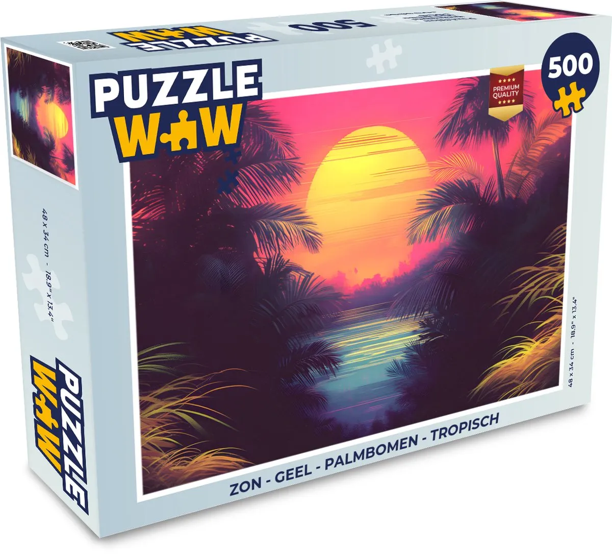 PuzzleWow Tropische Puzzel 500 Stuks - Zon & Palmbomen