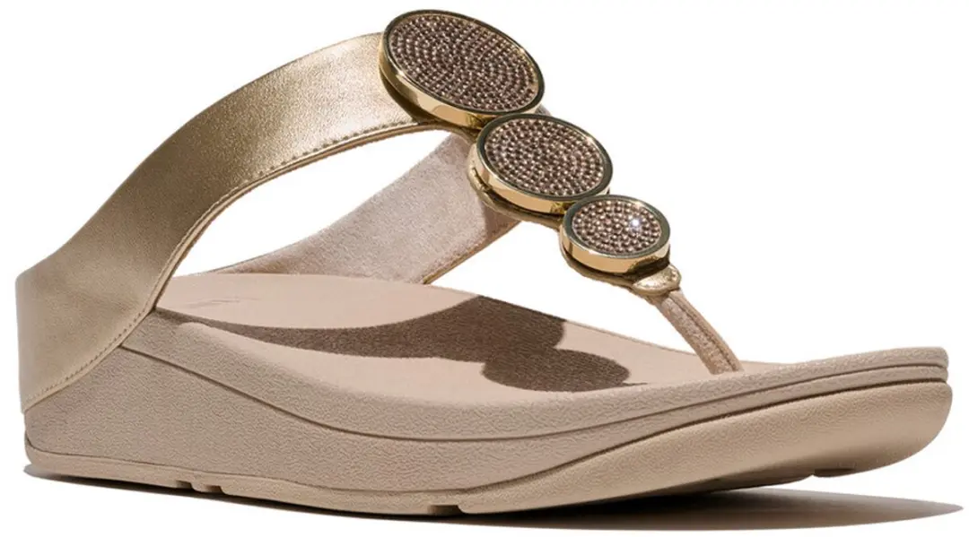 FitFlop Halo Bead-Circle Metallic Toe-Post Sandals Dames Slippers