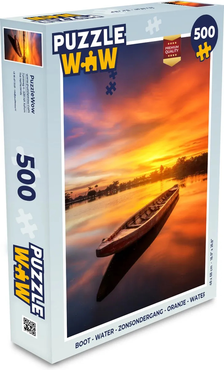 PuzzleWow Boot Water Zonsondergang Legpuzzel 500 Stuks - Multicolor