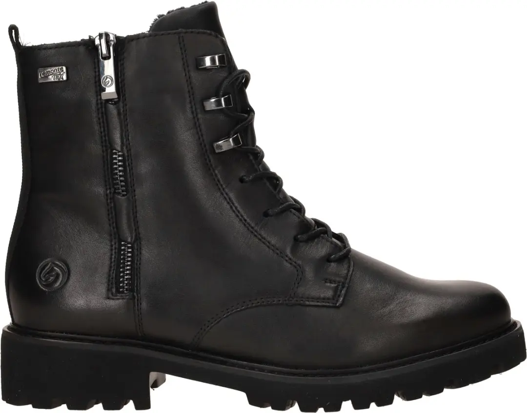 Remonte Zwarte Leren Veterboots Dames
