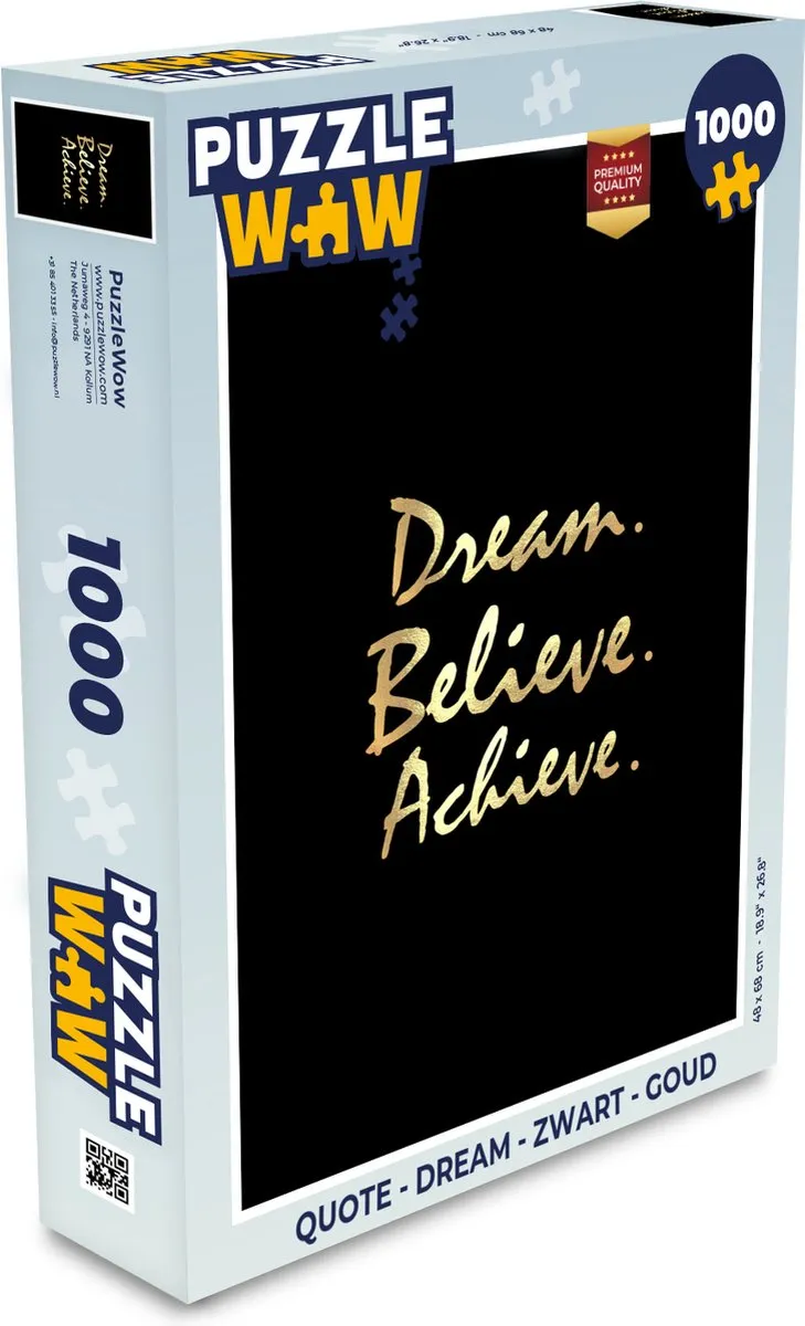 PuzzleWow Quote Dream Legpuzzel 1000 Stuks - Multicolor