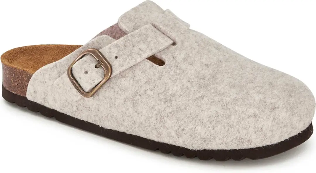 SCHOLL FAE NEW Felt Womens Beige FALSO Clogs
