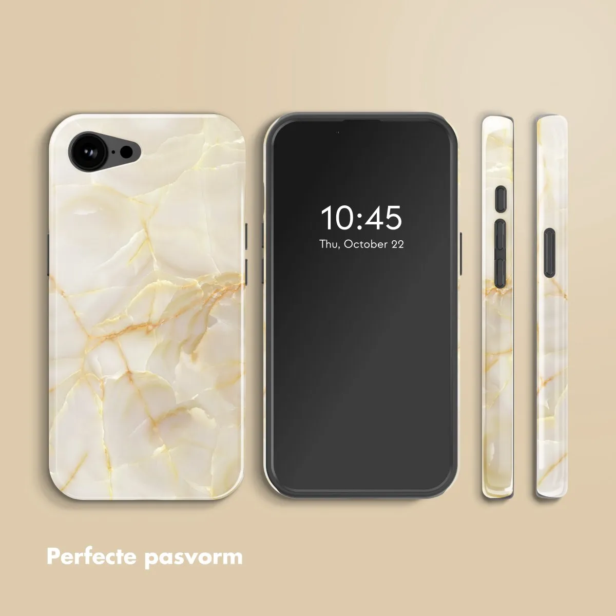 Selencia Hoesje iPhone 16e - Golden Beige Marble - MagSafe - afbeelding 6 van 6