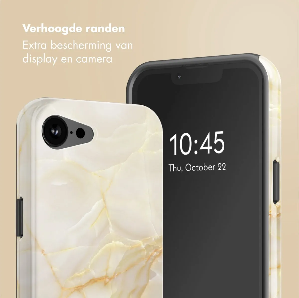 Selencia Hoesje iPhone 16e - Golden Beige Marble - MagSafe