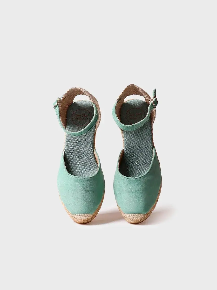 Dames espadrille van gesloten leer
