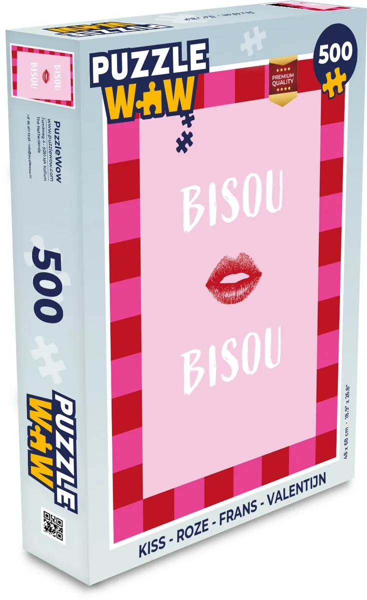 PuzzleWow Kiss Legpuzzel 500 Stuks - Lippen Bisou Bisou