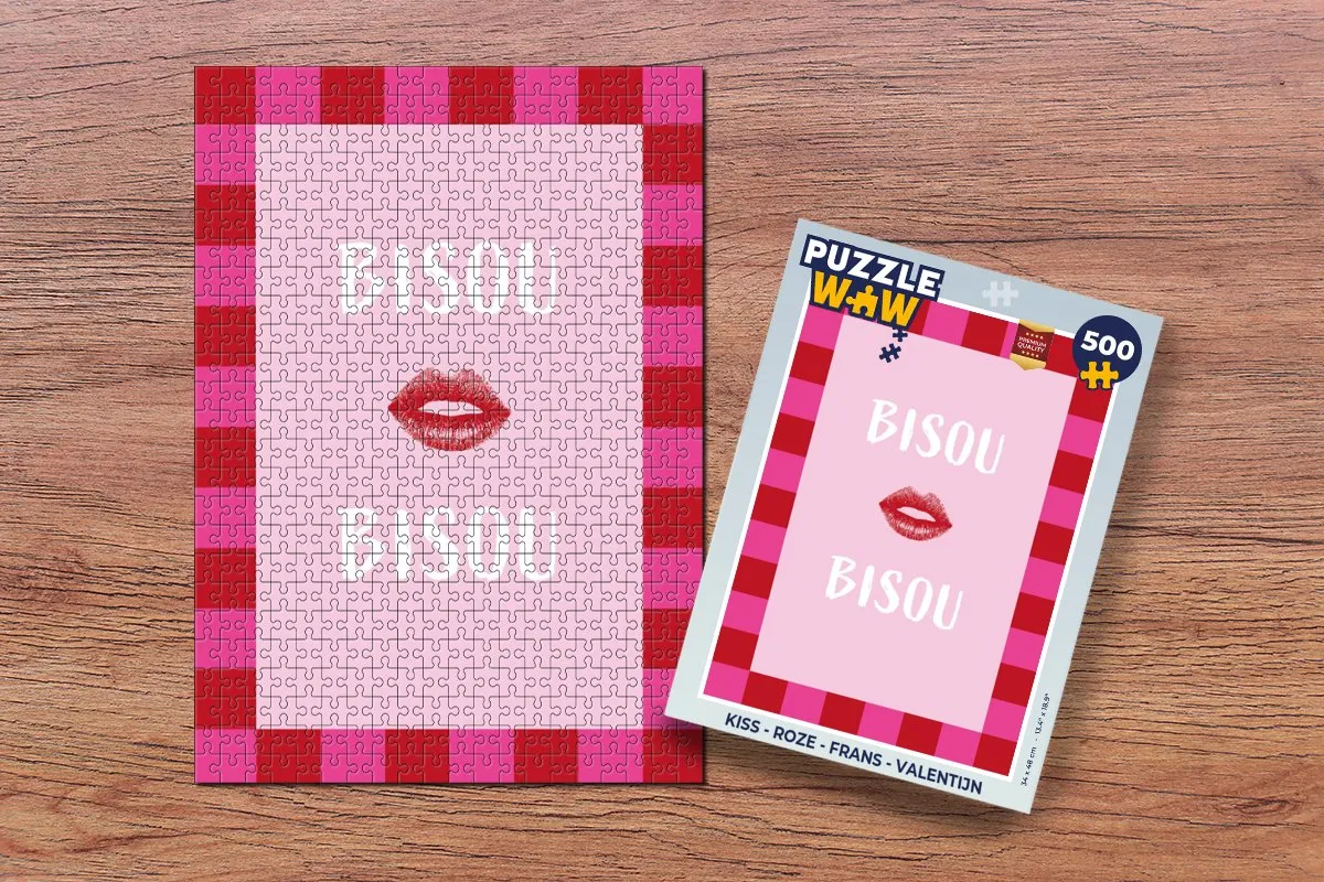 PuzzleWow Kiss Legpuzzel 500 Stuks - Lippen Bisou Bisou