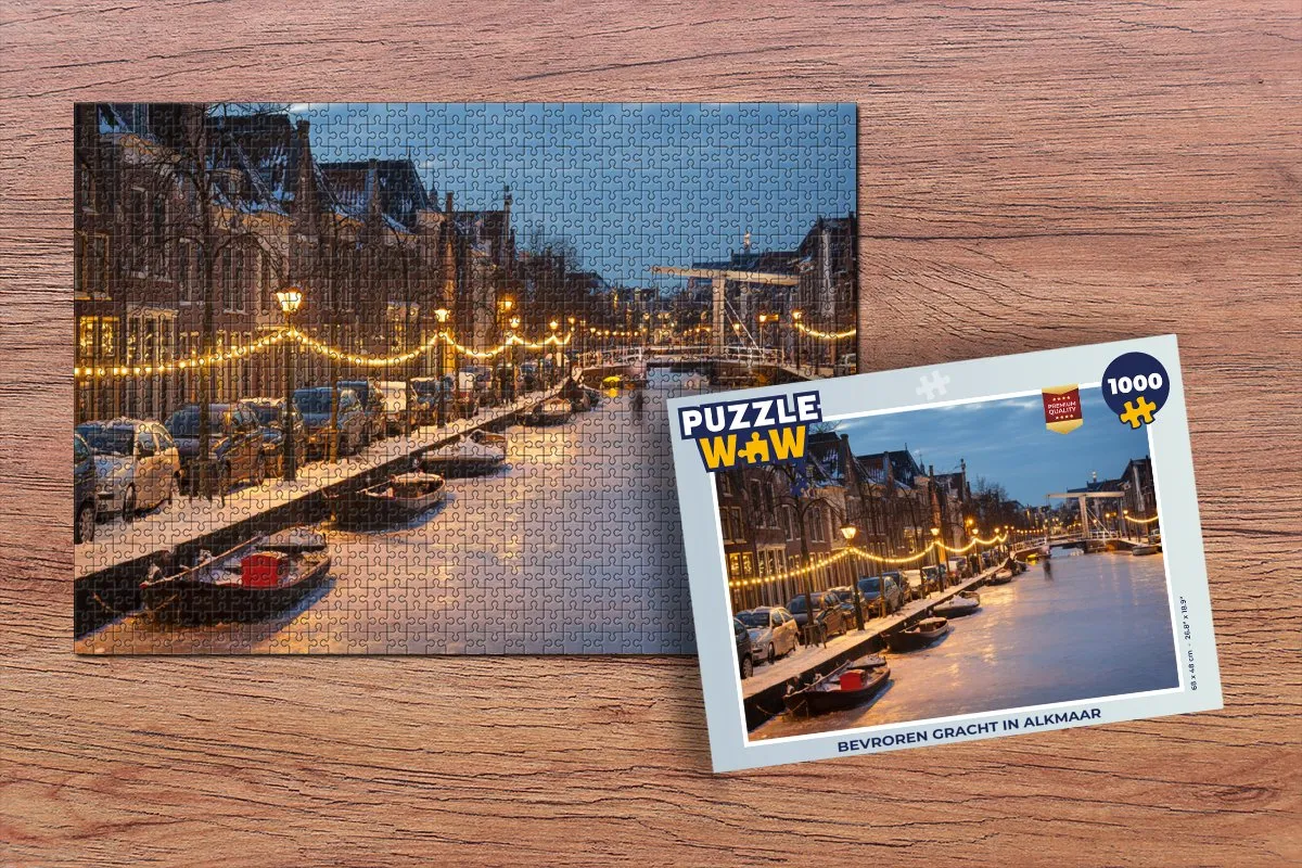 PuzzleWow Gracht Winter Legpuzzel 1000 Stuks - Multicolor