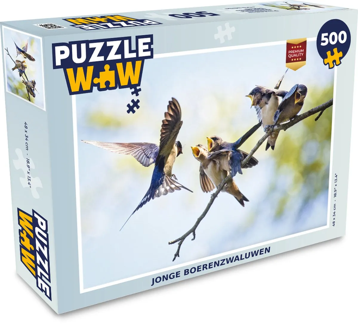 PuzzleWow Jonge Boerenzwaluwen Legpuzzel 500 Stuks - Multicolor