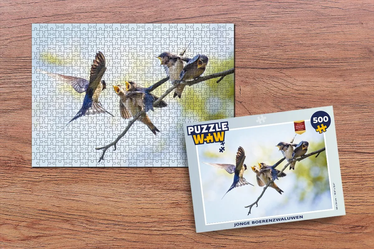 PuzzleWow Jonge Boerenzwaluwen Legpuzzel 500 Stuks - Multicolor