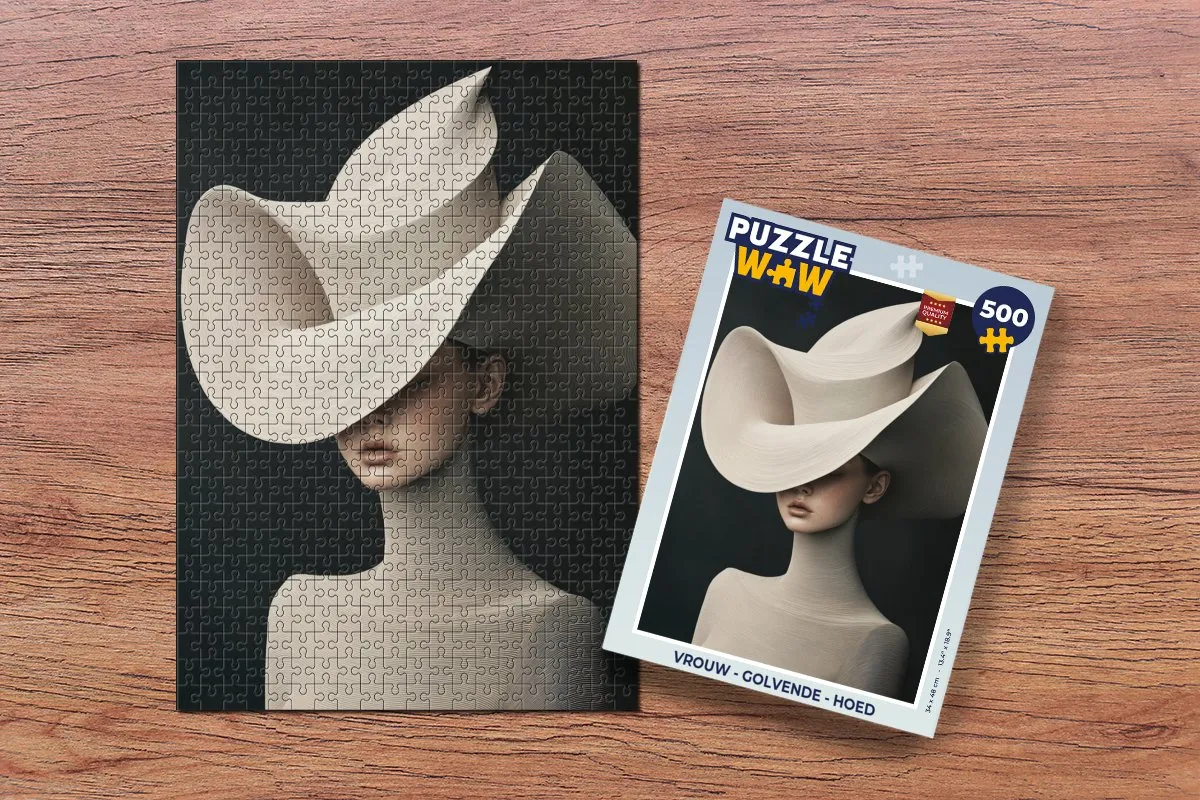 PuzzleWow Vrouw - Hoed - Golvende Legpuzzel 500 Stuks - 8721172697653