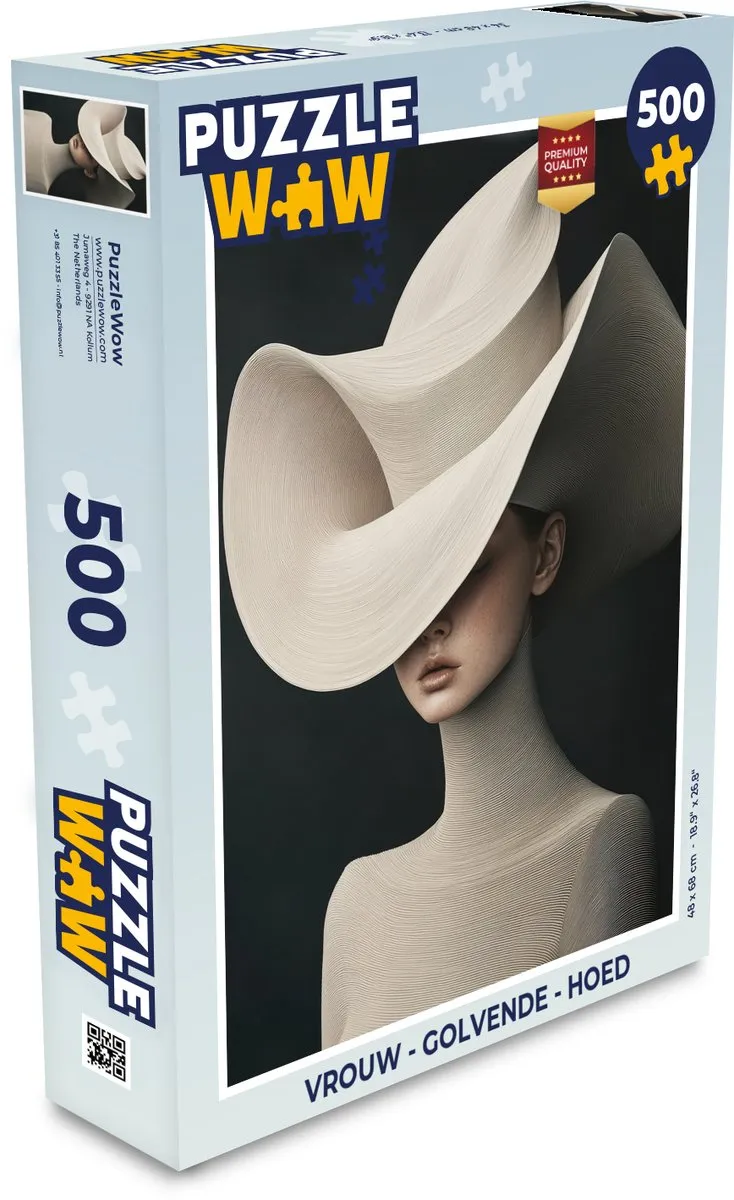 PuzzleWow Vrouw - Hoed - Golvende Legpuzzel 500 Stuks - 8721172697653