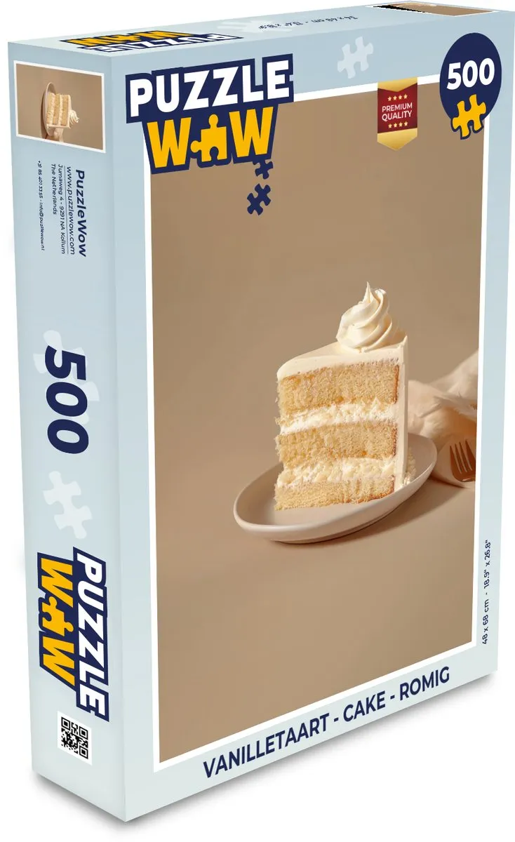 PuzzleWow Vanilletaart Legpuzzel 500 Stuks - Beige