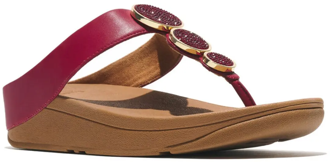 FitFlop FitFlop Halo Bead-Circle Metallic Toe-Post Sandals ROOD