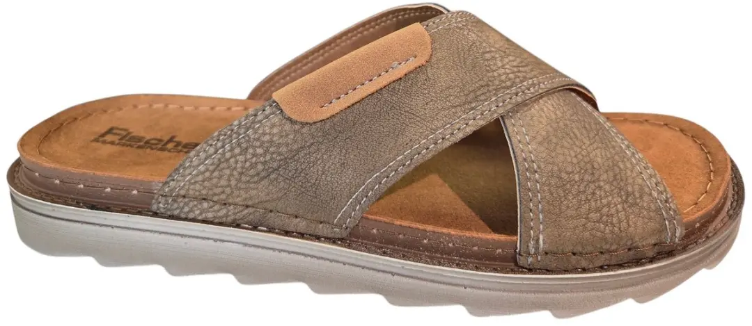 Fischer 566660 721 Slippers Grijs Leer Heren