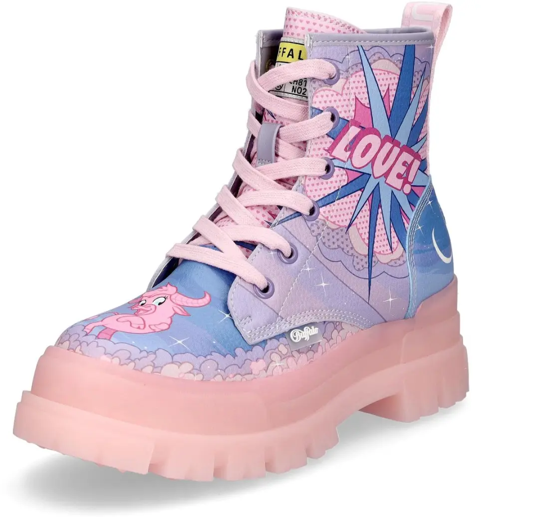 Buffalo dames veterboot Aspha Comic roze