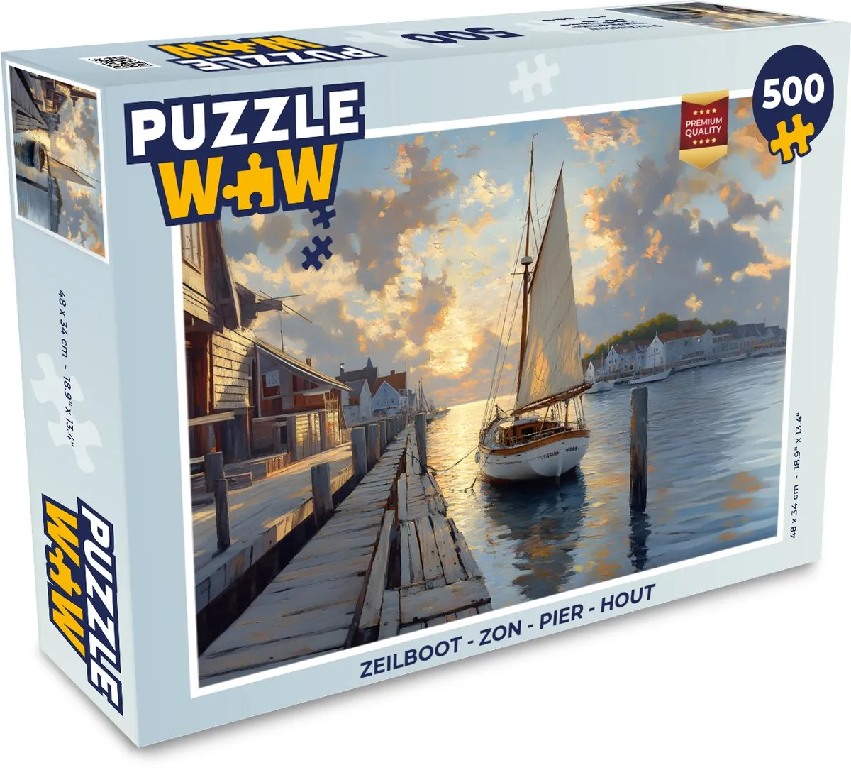 PuzzleWow Zeilboot Legpuzzel 500 Stuks - Zeilboot/Pier