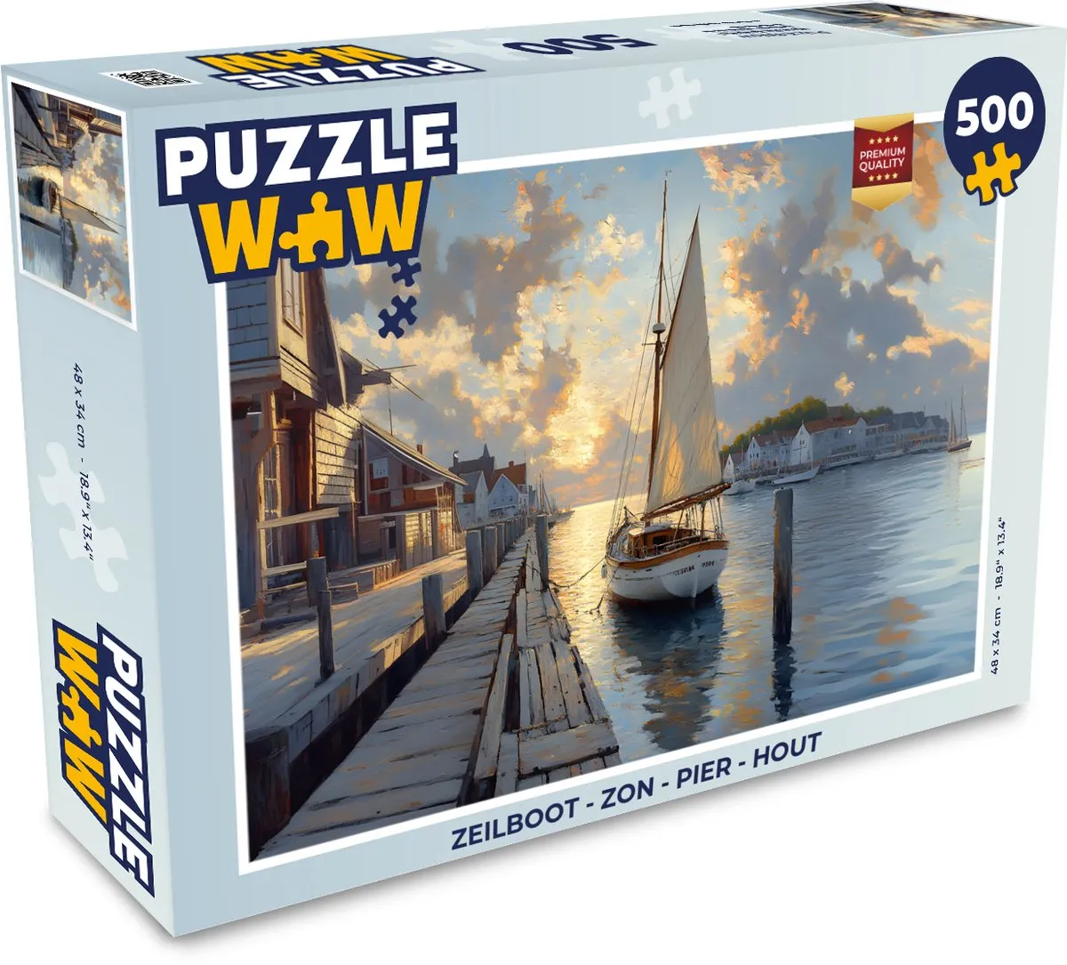 PuzzleWow Zeilboot Legpuzzel 500 Stuks - Zeilboot/Pier