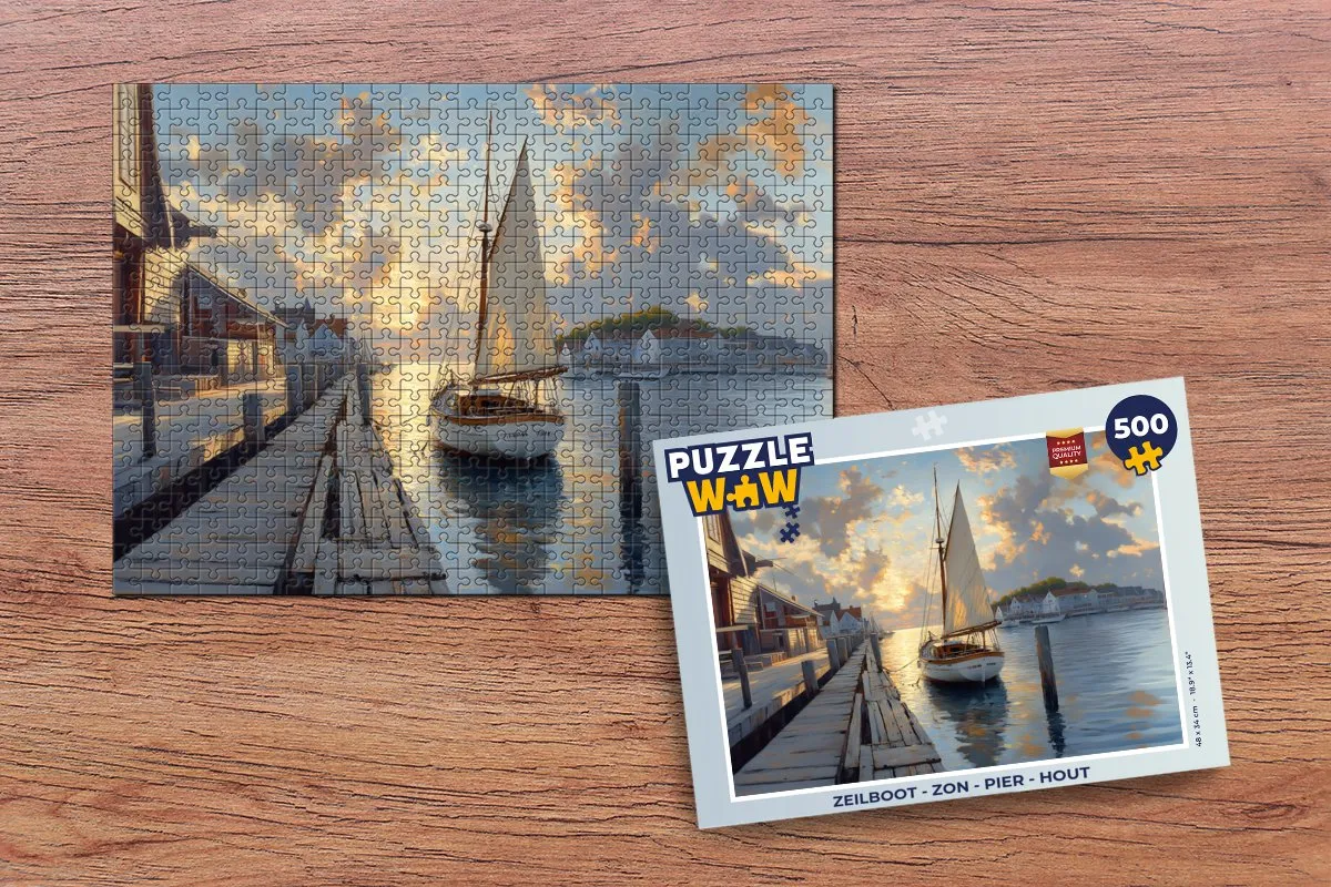 PuzzleWow Zeilboot Legpuzzel 500 Stuks - Zeilboot/Pier