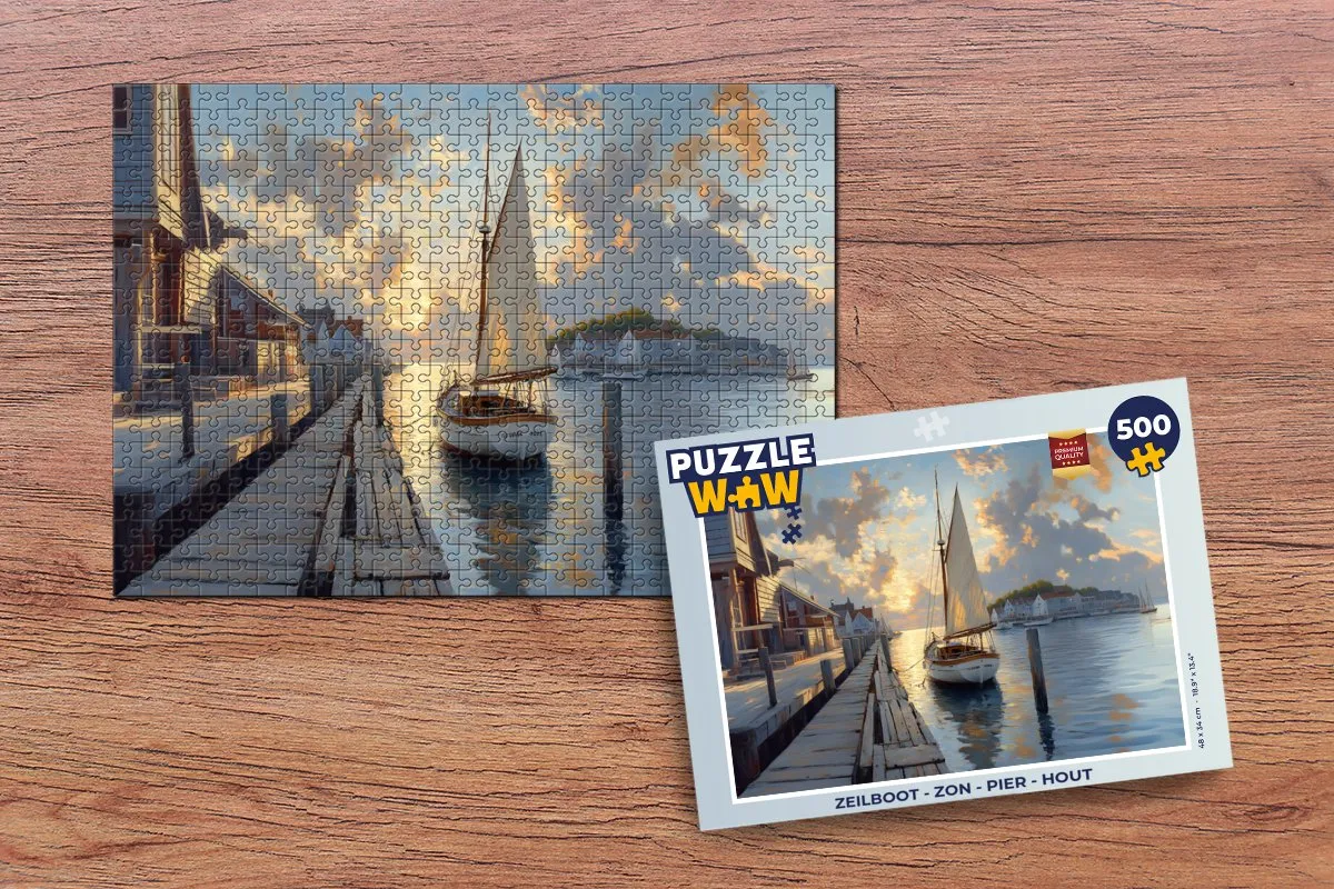 PuzzleWow Zeilboot Legpuzzel 500 Stuks - Zeilboot/Pier