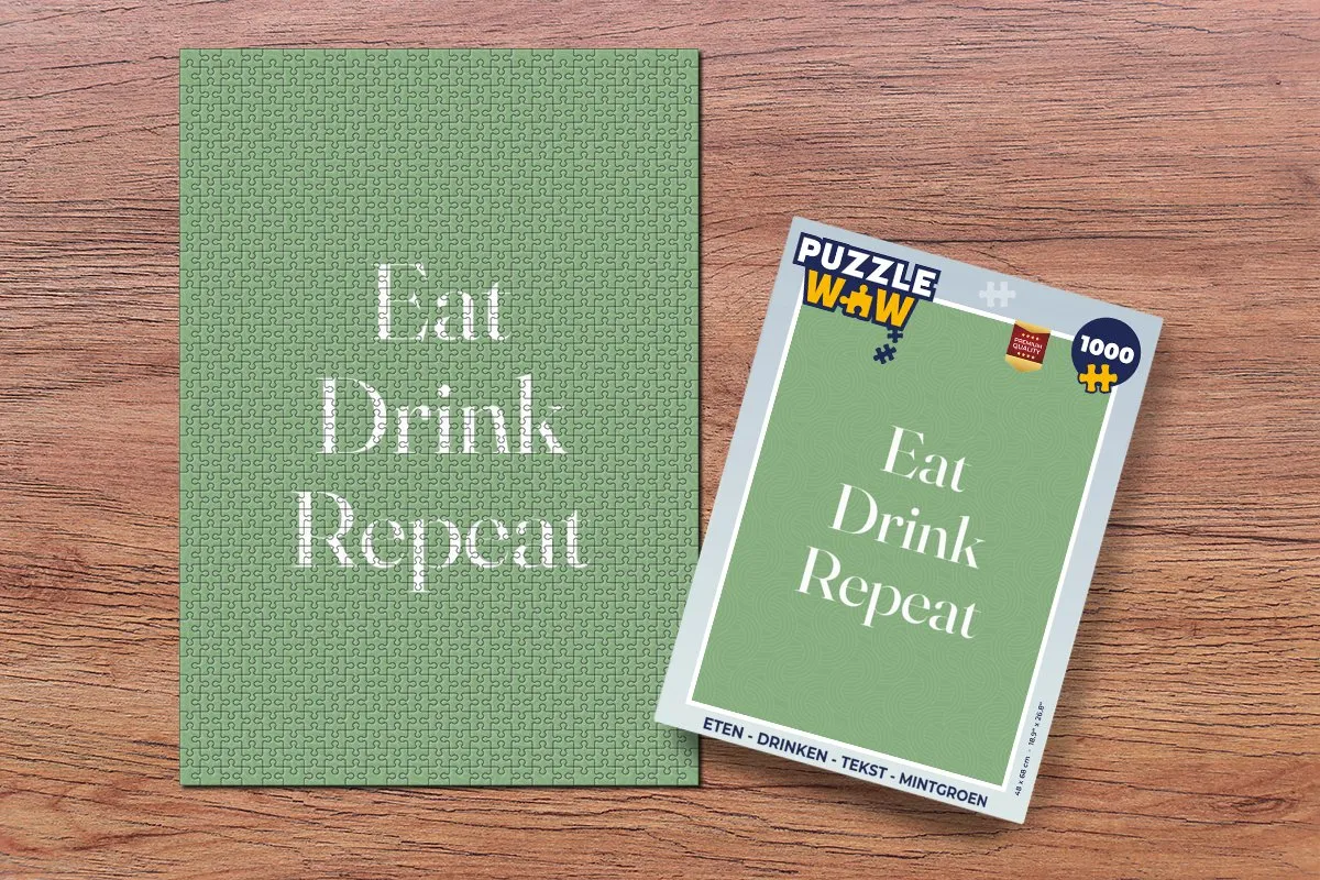 PuzzleWow Legpuzzel 1000 Stuks - Eat Drink Repeat Mintgroen