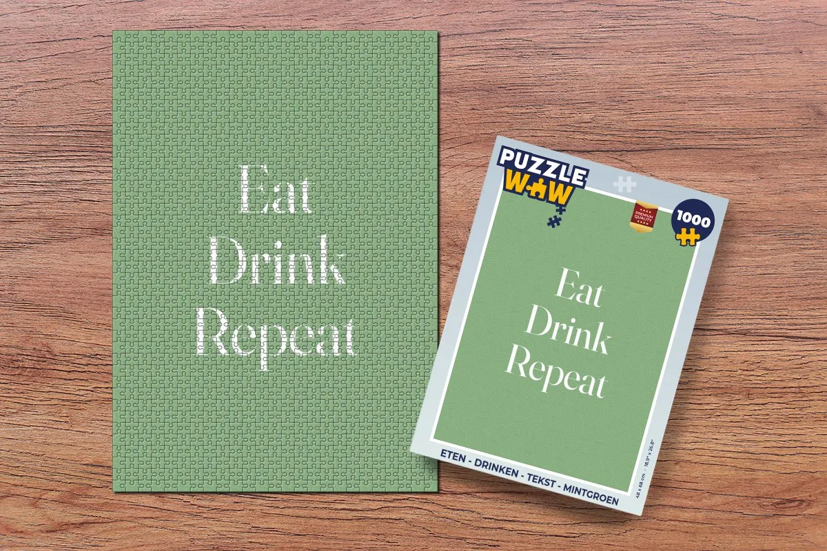 PuzzleWow Legpuzzel 1000 Stuks - Eat Drink Repeat Mintgroen