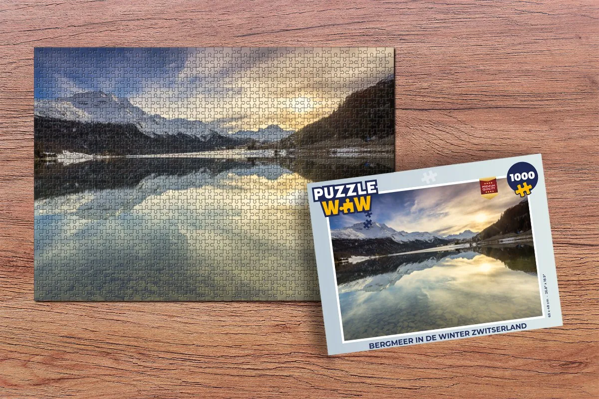 PuzzleWow Legpuzzel Bergmeer Winter Zwitserland 1000 Stuks - Multicolor