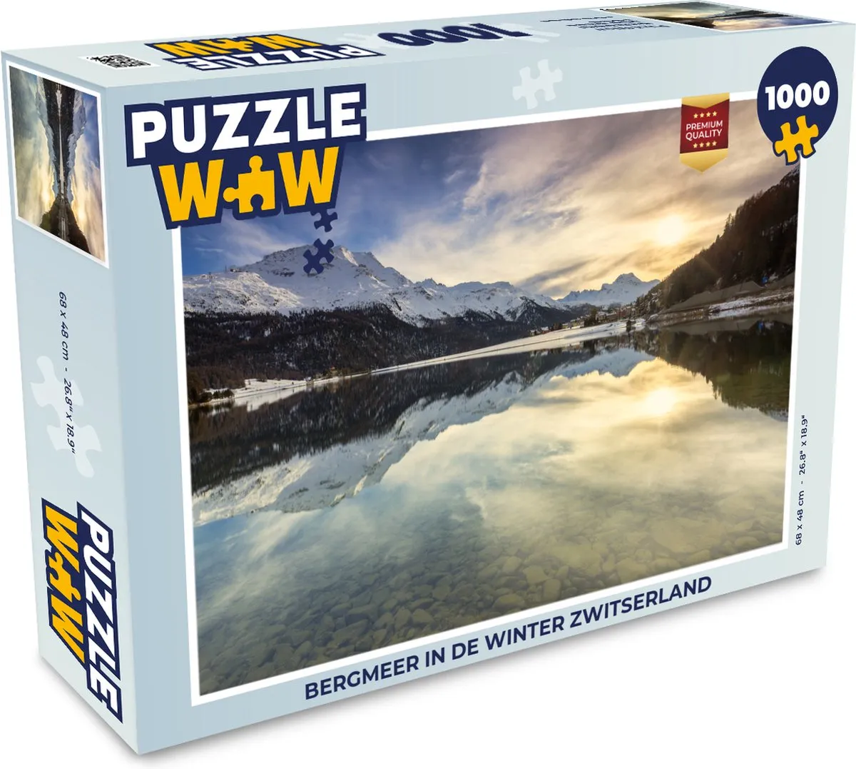 PuzzleWow Legpuzzel Bergmeer Winter Zwitserland 1000 Stuks - Multicolor