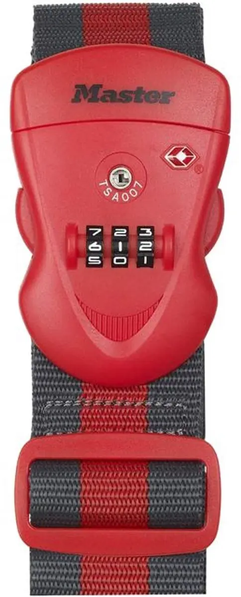 MasterLock Kofferriem met TSA Slot 190cm - Rood/Zwart - afbeelding 2 van 2