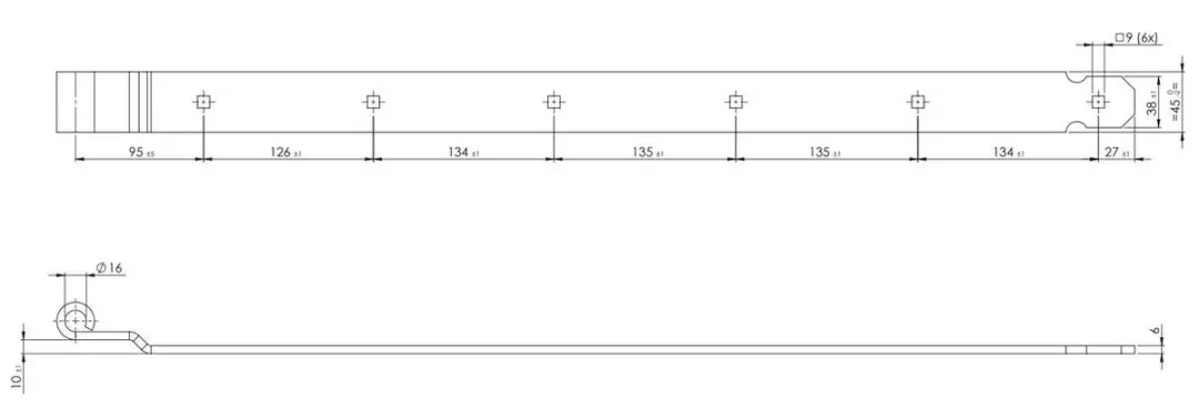 GB Duimmet Vierkante Gaten 800mm - Zwart