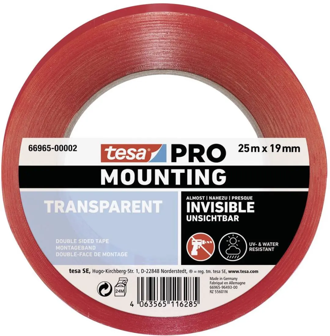 tesa Mounting PRO Transparent 66965-00002-00 Montagetape Transparant (l x b) 25