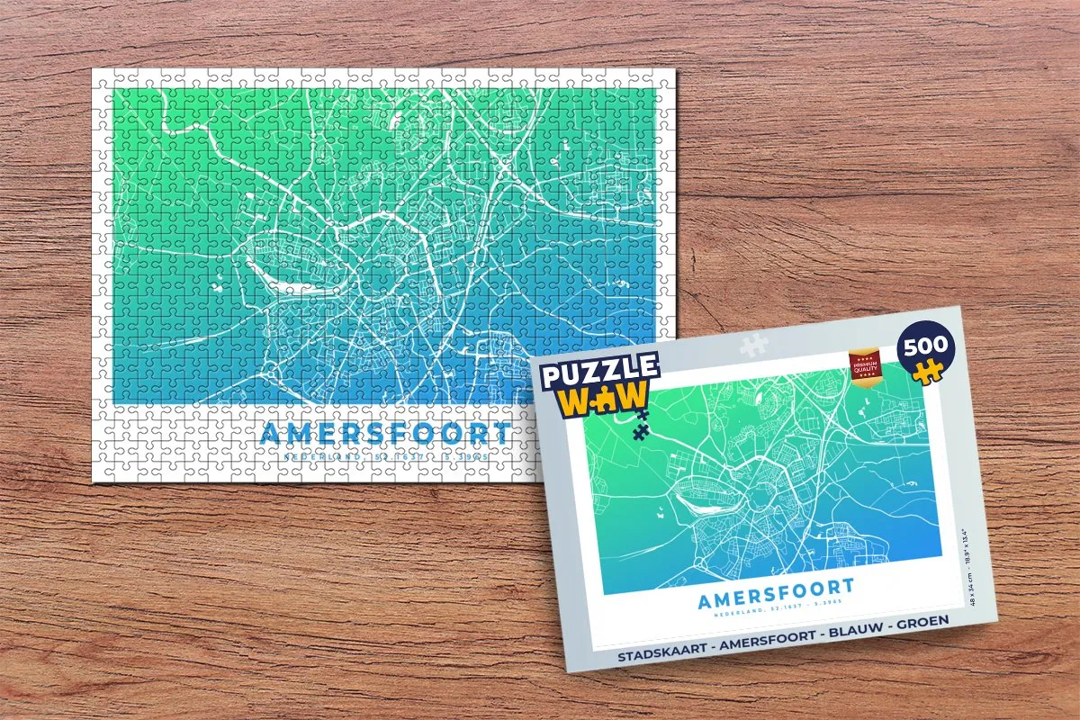 PuzzleWow Stadskaart Amersfoort Legpuzzel 500 Stuks - Multicolor
