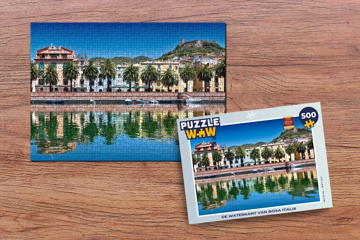 PuzzleWow Legpuzzel De waterkant van Bosa Italië 500 Stuks - Multicolor