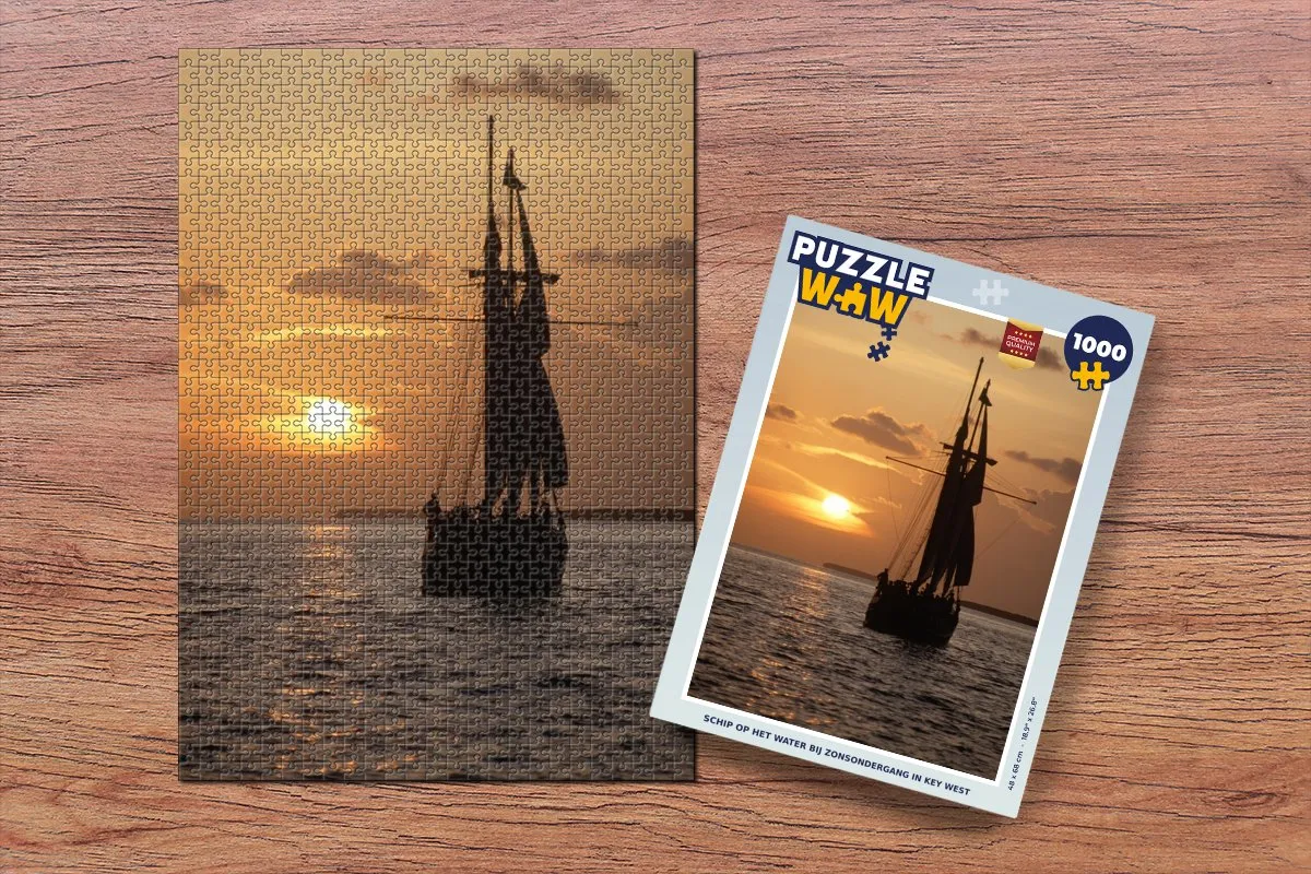 PuzzleWow Legpuzzel Schip bij Zonsondergang Key West 1000 Stuks - Multicolor