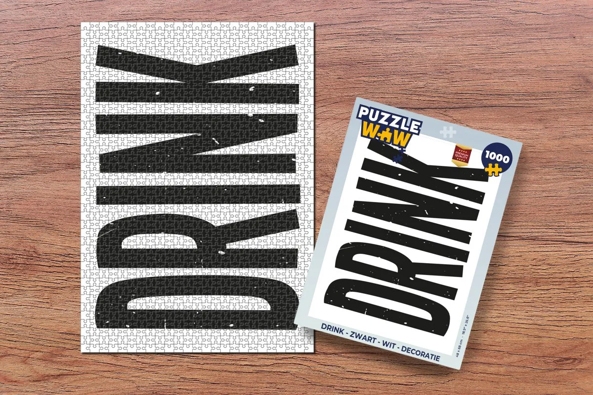 PuzzleWow Legpuzzel 1000 Stuks - Drink Zwart/Wit