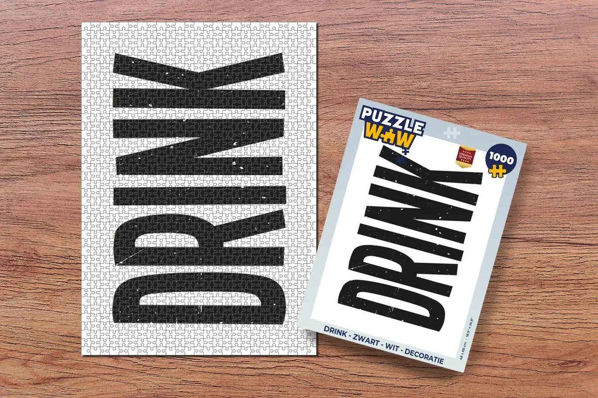 PuzzleWow Legpuzzel 1000 Stuks - Drink Zwart/Wit