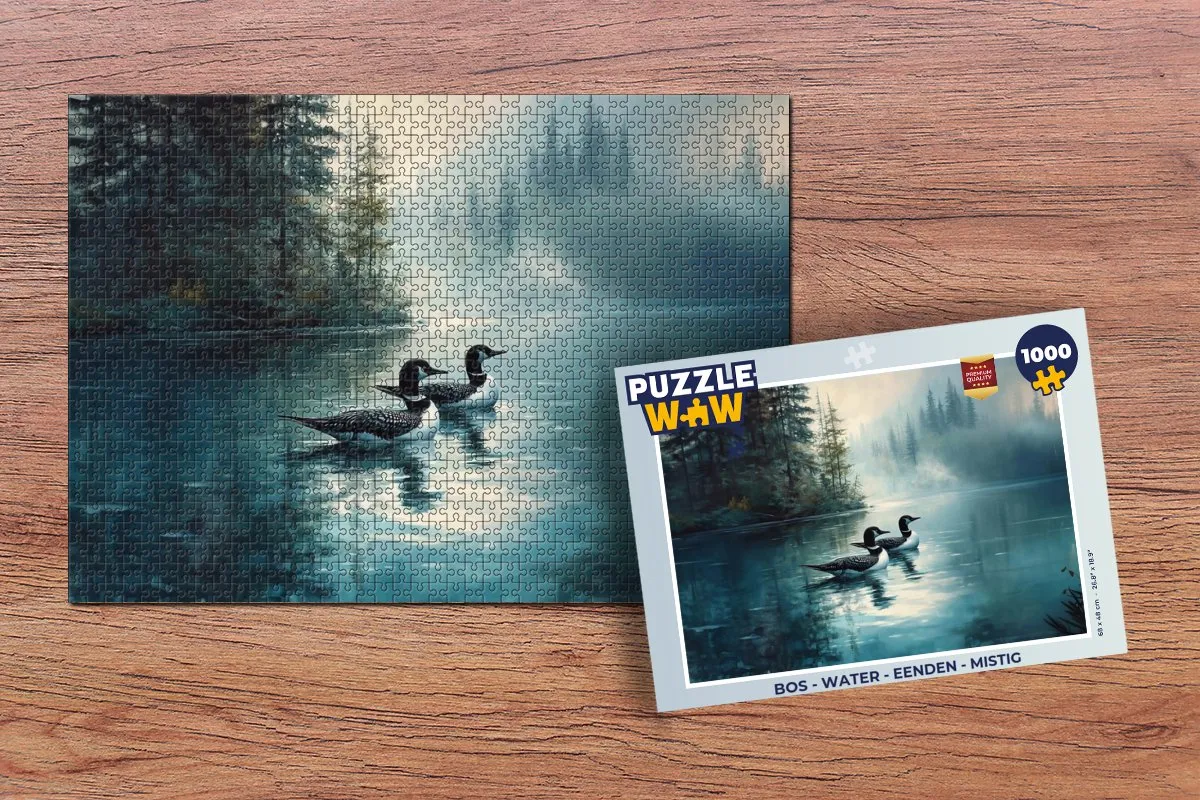 PuzzleWow Legpuzzel 1000 Stuks - Bos, Water & Eenden